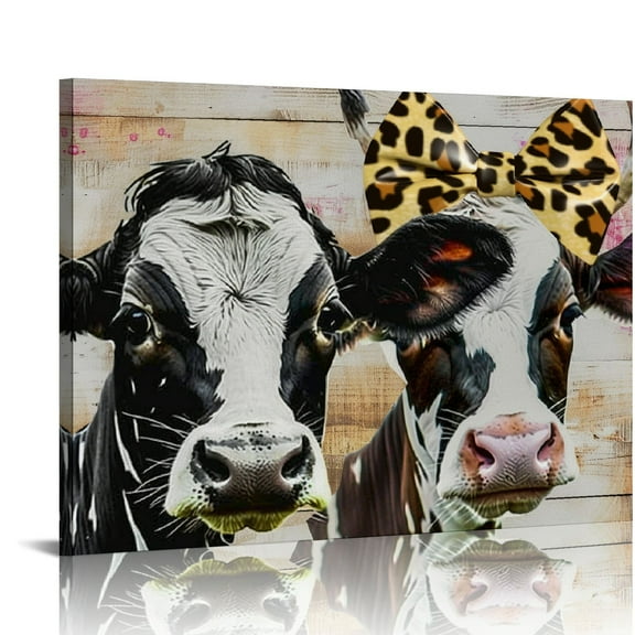 BCIIG Cow Wall Art Art Western Wall Decor Funny Cows with Bandanas Canvas Cow Print Stuff Cow Gifts Cow Paintings Western Decor Country Room Decor for Home Farmhouse Bedroom Kitchen 20x16in