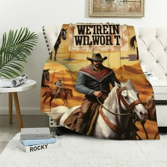 BCIIG Cowboy Warm Lightweight Blanket Soft Fleece Throw Blanket Living Rooms Sofa Decor All Seasons Gifts 40x50in
