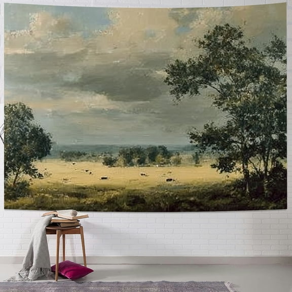 BCIIG Cows Trees Field Tapestry Wall Hanging Unique Home Decor 40x30inch