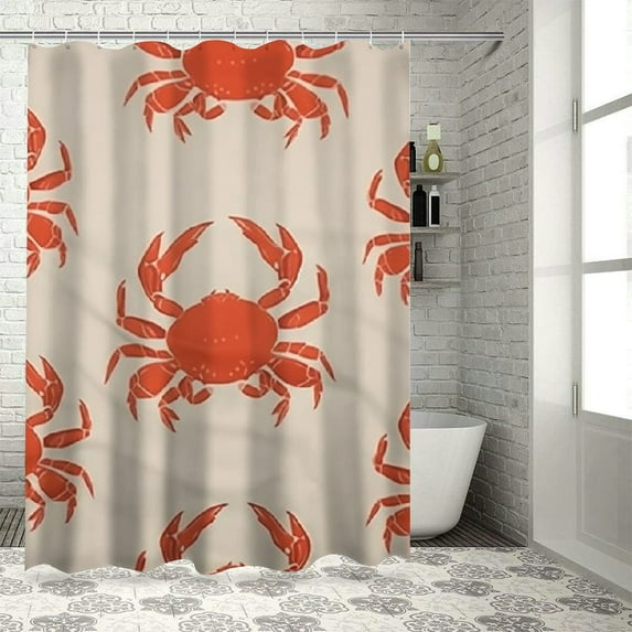 BCIIG Crab Bathroom Decor Set Polyester Fabric Fashion with Hooks Shower Curtain Set 36"x72