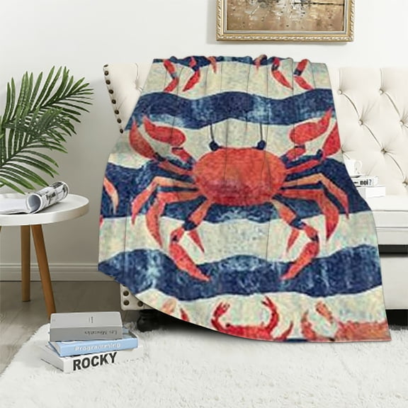 BCIIG Crab Stripes Ocean Warm Lightweight Blanket Soft Fleece Blankets for All Seasons 50x60in