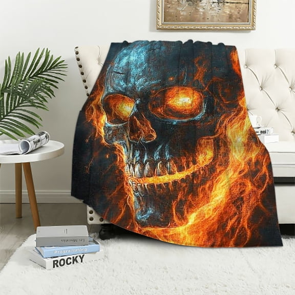 BCIIG Creepy Skull Blanket Soft Cozy Flannel Throw Blanket, Warm Yet Lightweight Blankets for Travel, Couch, Bed, for Adults Women Men, Fuzzy Outdoor Comfort Wrap 60x80in
