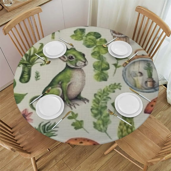 BCIIG Cross Stitch Plant Round Table Cover Stain Resistant Washable Indoor Outdoor Tablecloth Kitchen Dining Wedding Parties Outdoor Picnic Camping Indoor Kitchen Dining Party