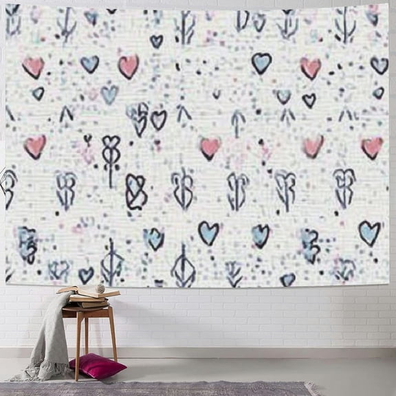 BCIIG Crosses Hearts Pattern Tapestry Wall Hanging Unique Style Graphic Tapestries Home Wall Decor Art for Living Room Bedroom Apartment Farmhouse Dorm 40x30inch