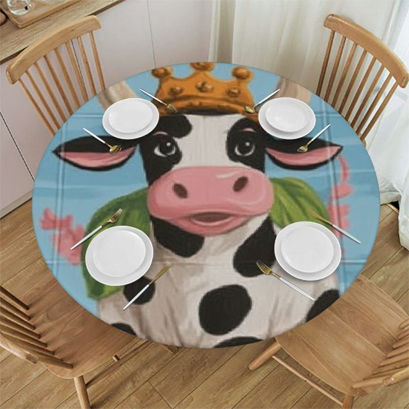 BCIIG Crown Round Tablecloth Stain Resistant Washable for Indoor Outdoor Kitchen Dining Wedding Parties Polyester Table Cover Decor for Home Kitchen Outdoor Decoration 38"-42