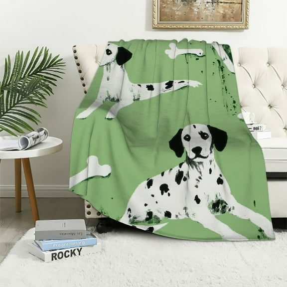 BCIIG Custom Blanket with Dalmatian Personalized Name Flannel Throw Blanket for Little Girl Boy Kid Funny Meaningful Gift for All Season Small Size for Kid 40x50in
