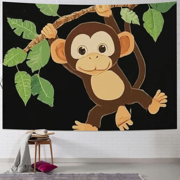 BCIIG Cute Aniamle Monkey Wall Tapestry Backdrop Banner Beach Yoga Picnic Mat for Bedroom Living Room Dormitory 40x60inch