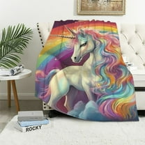 BCIIG Cute Cartoon Unicorn Blanket - Soft Cozy Lightweight Flannel Throw Blanket for Couch, Bed, Travel, Decor | Warm, Fluffy, Fuzzy Blankets for Adults Kids Women Boys Girls  40x50in
