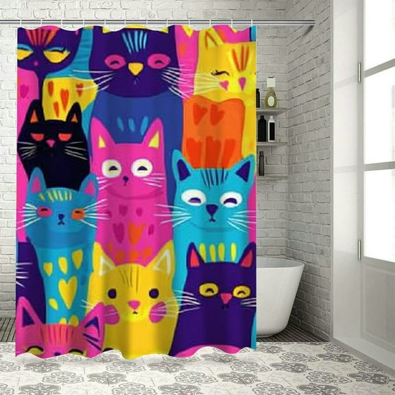 BCIIG Cute Cat Chic Modern Bathroom Decor Shower Curtain 100% Polyester 36"x72