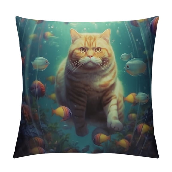BCIIG Cute Cat Decorative Throw Pillow Cover Home Cushion for Living Room Sofa Bed Decor, Short Plush, 1PC 18x18in