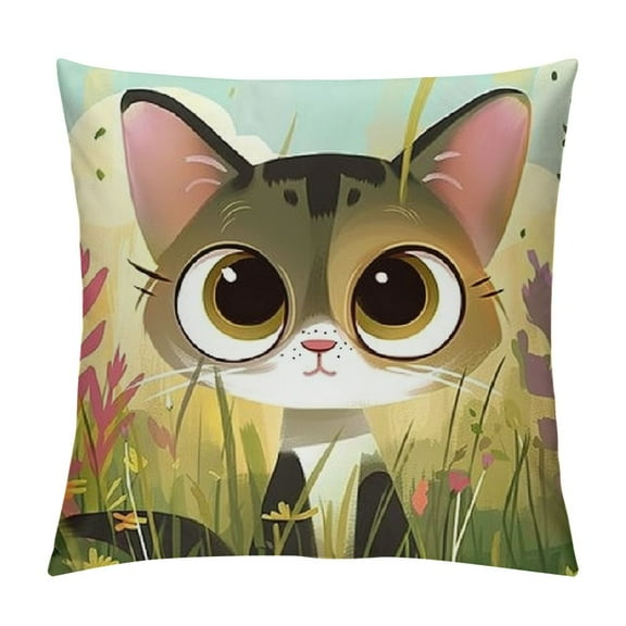BCIIG Cute Cat Graphic Decorative Throw Pillow Cover for Home Couch Living Room Bed Sofa - Autumn Theme for Car Bedroom - 1PC 12x12in
