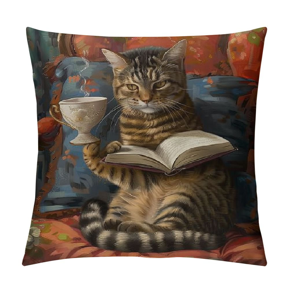 BCIIG Cute Cat Graphic Decorative Throw Pillow Cover for Home Couch