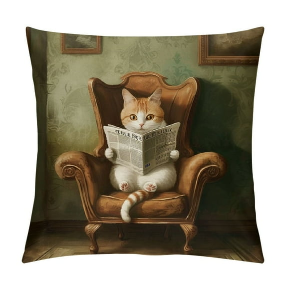 BCIIG Cute Cat Graphic Decorative Throw Pillow Cover for Home Couch Living Room Sofa, Square, 1PC 12x12in