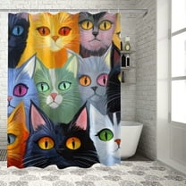 BCIIG Cute Cat Shower Curtain with Hooks for Bathroom Decoration 36"x72