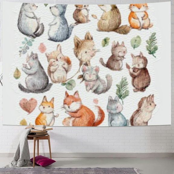 BCIIG Cute Cat Tapestry Wall Hanging Home Decor Art 4 Sizes 40x30inch