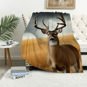 BCIIG Cute Deer Fuzzy Blanket Twin American Flag Flannel Fleece Throw Blanket for Kids Deer Hunting All Season Bed Blanket Women Men Ultra Soft Decor Western Farmhouse Plush Blanket 40x50in