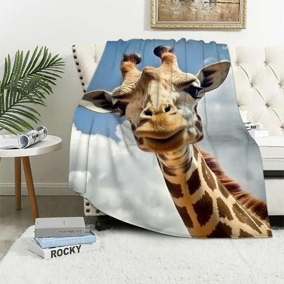 BCIIG Cute Giraffe Pattern Super Soft Throw Blanket for Bed Couch Sofa Lightweight Travelling Camping Throw Size for Kids Adults All Season 40x50in