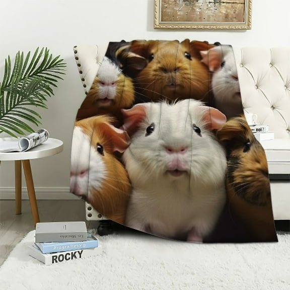 BCIIG Cute Guinea Pig Blanket Gifts for Kids,Funny Guinea Pigs Pet Print Throw Blanket,Soft Flannel Plush Quilt for Bedding Sofa Couch Chair Room Valentines Decoration 50x60in
