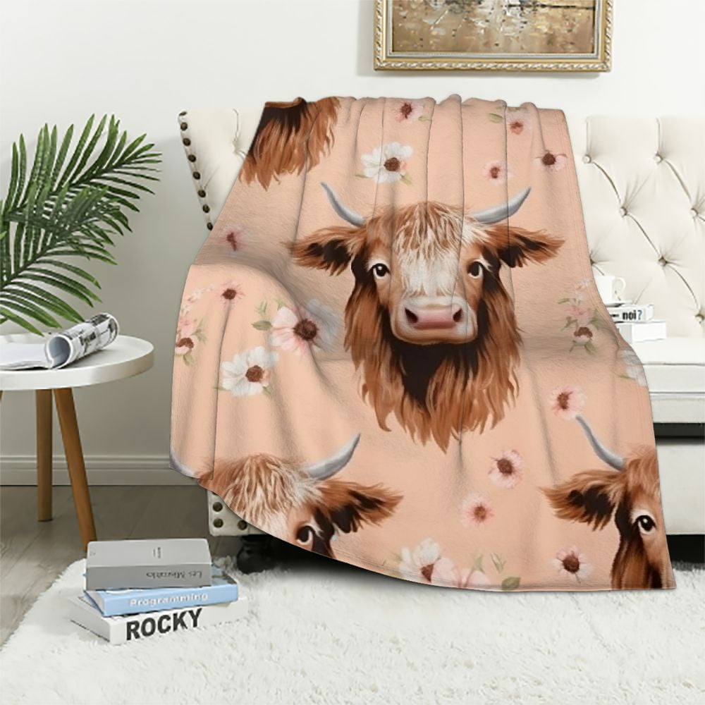 BCIIG Cute Highland Cow Blanket Soft Lightweight Cozy Animal Flannel