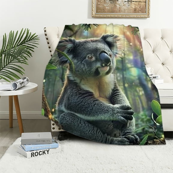 BCIIG Cute Koala Throw Blanket - Soft Plush, Lightweight, Warm, Fuzzy Anti-Pilling Flannel Blanket for Couch, Bedroom, Travel, Bed - Perfect Comfy Gift   40x50in