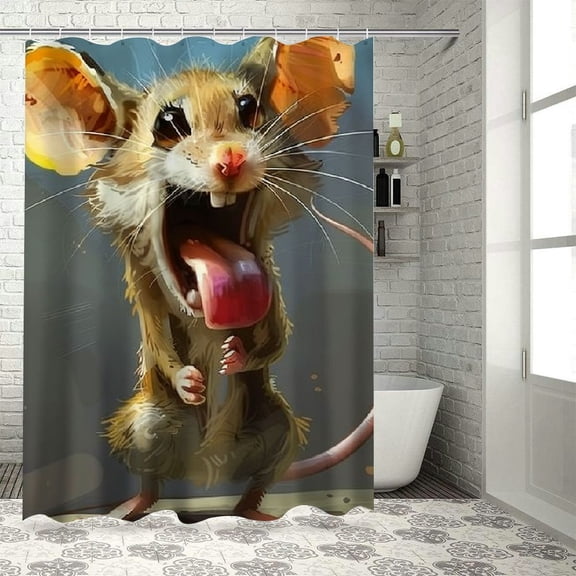 BCIIG Cute Mouse Bathroom Decor Set with Hooks, Colorful Luxurious Graphic Print Polyester Fabric Shower Curtain Set 60"x72