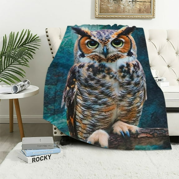 BCIIG Cute Owl Throw Blanket Flannel Owl Blanket Home Decor Perfect for Bed and Sofa Blankets for All Season Women Man Gift  40x50in