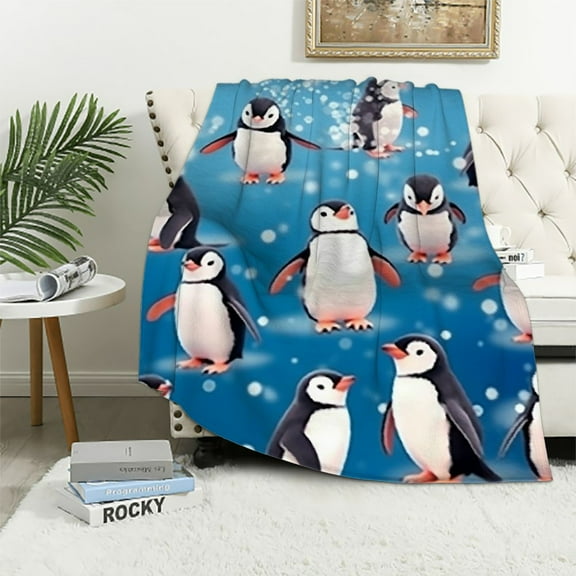 BCIIG Cute Penguin Blanket Soft Warm Cozy Flannel Fleece Throw Blankets for Kids Adults Baby Bedding Gifts 50x60in