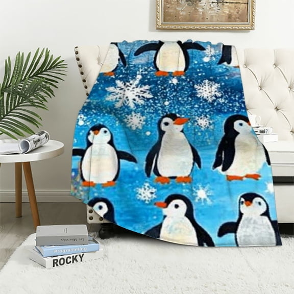 BCIIG Cute Penguin Blanket Soft Warm Cozy Flannel Throw Blankets for Kids Adults Baby Bedding Gifts 50x60in