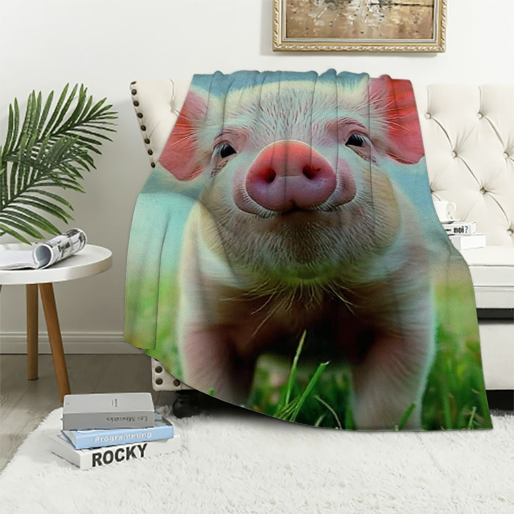 BCIIG Cute Pig Warm Lightweight Blanket Soft Fleece Blankets All