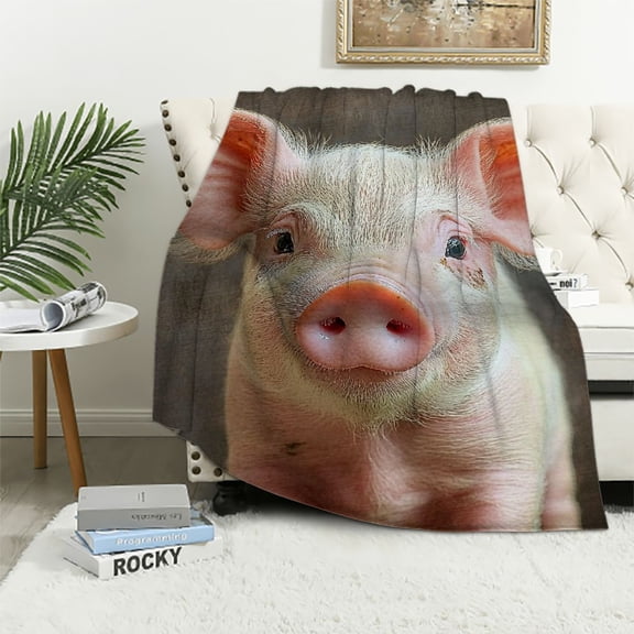 BCIIG Cute Pigs Blanket - Soft, Lightweight, Warm, Cozy & Fuzzy Flannel Charming Piglet Throw Blankets, Perfect for Couch, Travel, Bed & Living Room - for Women Men Adults 60x80in
