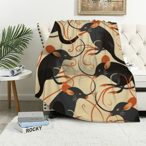 BCIIG Cute Rat Blanket Gifts for Kids Adults Soft Warm Lightweight Cozy Mouse Rodents Animal Flannel Throw Blankets for Bed Living Room Sofa Travel Home Decor 50x60in