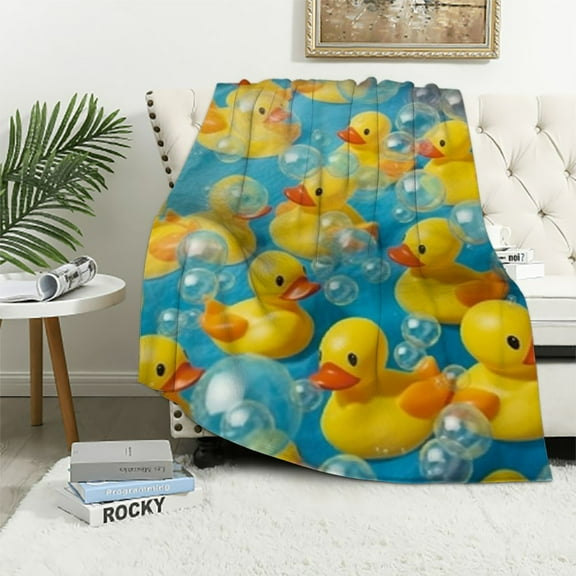 BCIIG Cute Rubber Duck Blanket Gifts for Girls Adults Kids Soft Warm Lightweight Cozy Flannel Animal Duckies Throw Blankets for Bed Sofa Couch Living Room Decor  60x80in