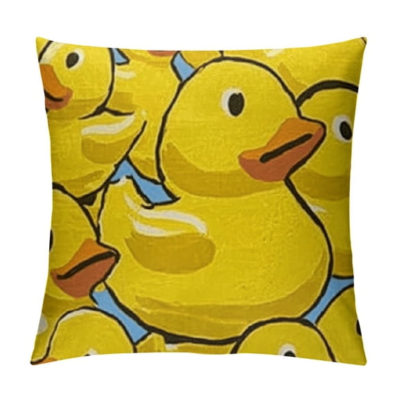 BCIIG Cute Rubber Ducky Throw Pillow Covers Set Yellow Cartoon Ducks Pillow Cushion Cases Square Pillowcases for Sofa Bedroom Living Room Car, 24x24in