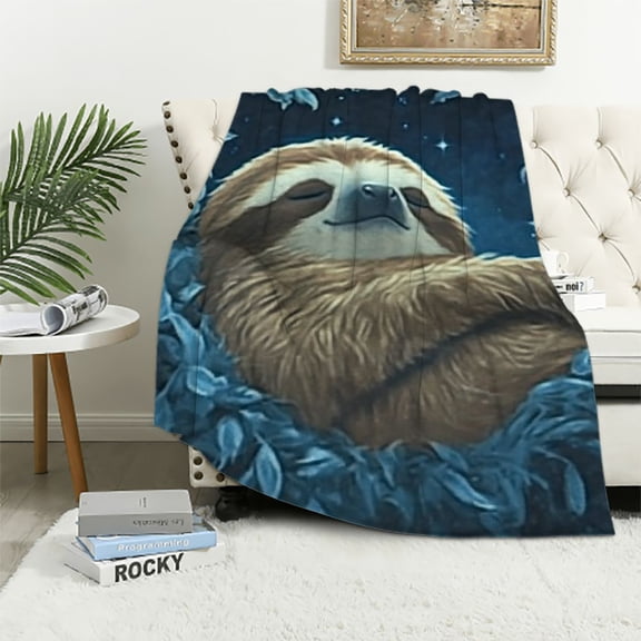 BCIIG Cute Sloth Blanket Funny Sloth Decor Animal Throw Blanket Sloth Gifts for Girls Boys Super Warm Soft Plush Lightweight Fleece Flannel Blanket Winter Couch Bedding Blanket for Kids Baby  60x80in