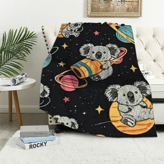 BCIIG Cute Space Koalas Throw Blanket Lightweight Warm Flannel Blankets Cozy Soft Air Conditioning Blanket Gift for Women Men Girls Boys 40x50in