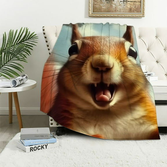 BCIIG Cute Squirrel Throw Blankets for Girls Boys Adults Kids Ultra Soft Flannel Blanket Warm Cozy Couch Sofa Bed Decor All Seasons 40x50in