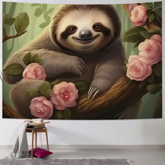 BCIIG Cute baby sloth Tapestry Wall Hanging for Living Room  Tapestry for Bedroom Home Decor Tapestries Wall Art Hanging Personalized Wall Blanket Wall Hanging Decor for Party Supplies 60x50inch