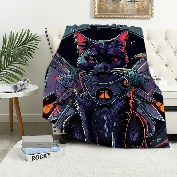 BCIIG Cyberpunk Art Warm Lightweight Soft Flannel Blanket for All Seasons - Throw Blanket for Living Rooms, Sofa Decor, Cow Gifts - Multiple Sizes 40x50in