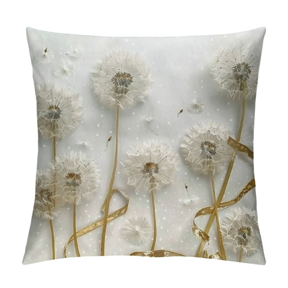 BCIIG Dandelions Ribbon White Background Graphic Decorative Cushion Throw Pillow Cover 22x22in