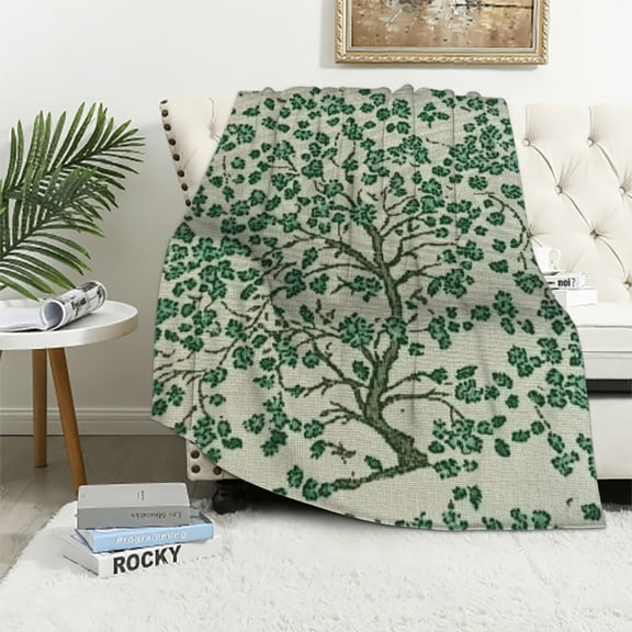 BCIIG Decorative Green Border Warm Lightweight Soft Fleece Blanket Throw Blanket for Living Rooms Sofa Decor All Seasons 40x50in