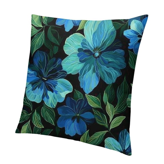 BCIIG Decorative Square Throw Pillow Covers Hawaiian Style Blue Aqua Hibiscus Blossom Flower Pattern Couch Sofa Bed Pillow Covers Cushion Cases 20x20in