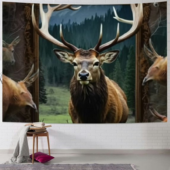 BCIIG Deer Antlers Wildlife Tapestry Wall Hanging Unique Style Graphic Tapestries Home Wall Decor Art for Living Room Bedroom Apartment Farmhouse Dorm 40x60inch