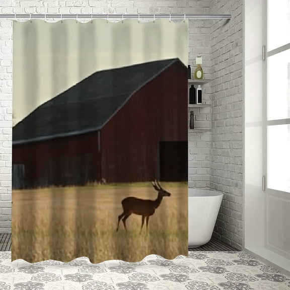 BCIIG Deer Barn Field Shower Curtain 100% Polyester Bathroom Decor 69"x72