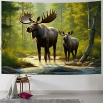 BCIIG Deer Bear Moose Print Tapestry ,Tapestry For Bedroom,Tapestry Wall Hanging For Room Home Decor Living Dorm 40x30inch