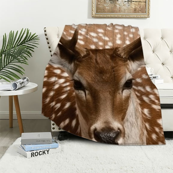 BCIIG Deer Hunting Fleece Blanket Throw,Brown Deer Hide Throw Blanket Woodland Animal Skin Sherpa Blanket for Bed Sofa Couch,Rustic Farmhouse Flannel Blanket for Country Cabin 50x60in