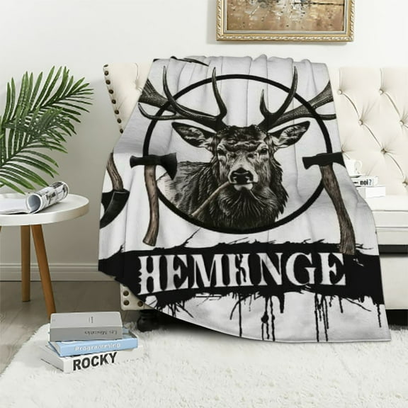 BCIIG Deer Hunting Kids Throw Blanket,Cabin Deer Antler Shotgun Rustic Bed Blanket for Boys Girls,Wild Animal Farmhouse Adventure Fleece Blanket,Black White Fuzzy Blanket,Baby Size   40x50in