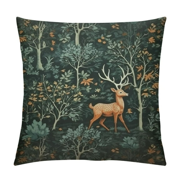 BCIIG Deer Trees Forest Graphic Decorative Throw Pillow Cover for Home Couch Living Room Bed Sofa - Zipper Closure, All Year Round for Car Couch Bedroom, 1PC 12x12in