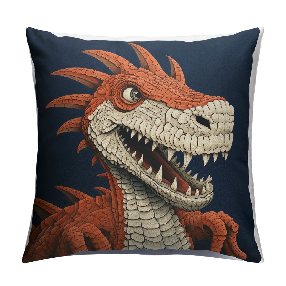 BCIIG Dinosaur Throw Pillow Case Cute Cartoon Wild Safari Animal Red