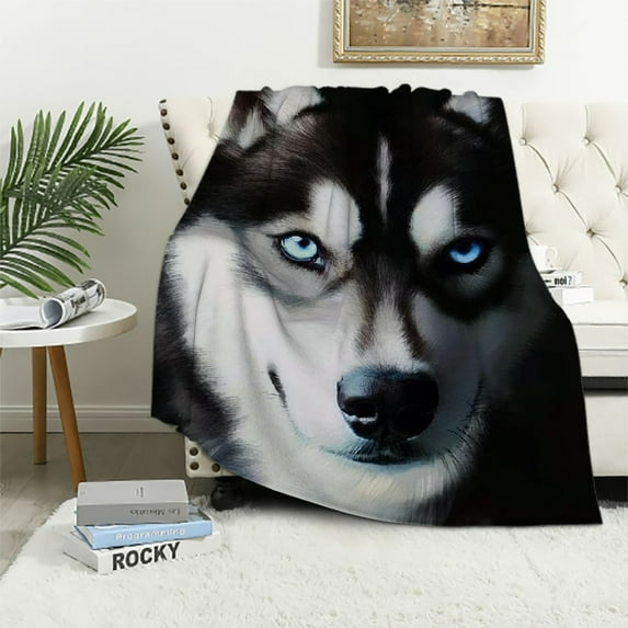 BCIIG Dog Blanket Cute Pet Dog Throw Blanket for Sofa Couch Bed Animal Theme Plush Blanket Siberian Husky Breathable Fuzzy Blanket Room Decor 40x50in