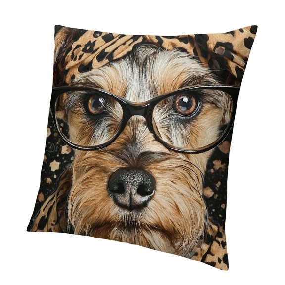 BCIIG Dog Glasses Leopard Aesthetic Decorative Pillowcase Home Furnishing 12x12in
